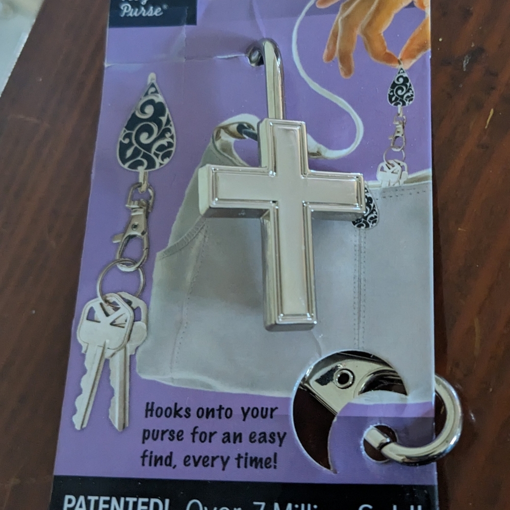 Silver Tone Cross Key Holder, The Original Finders Key Purse